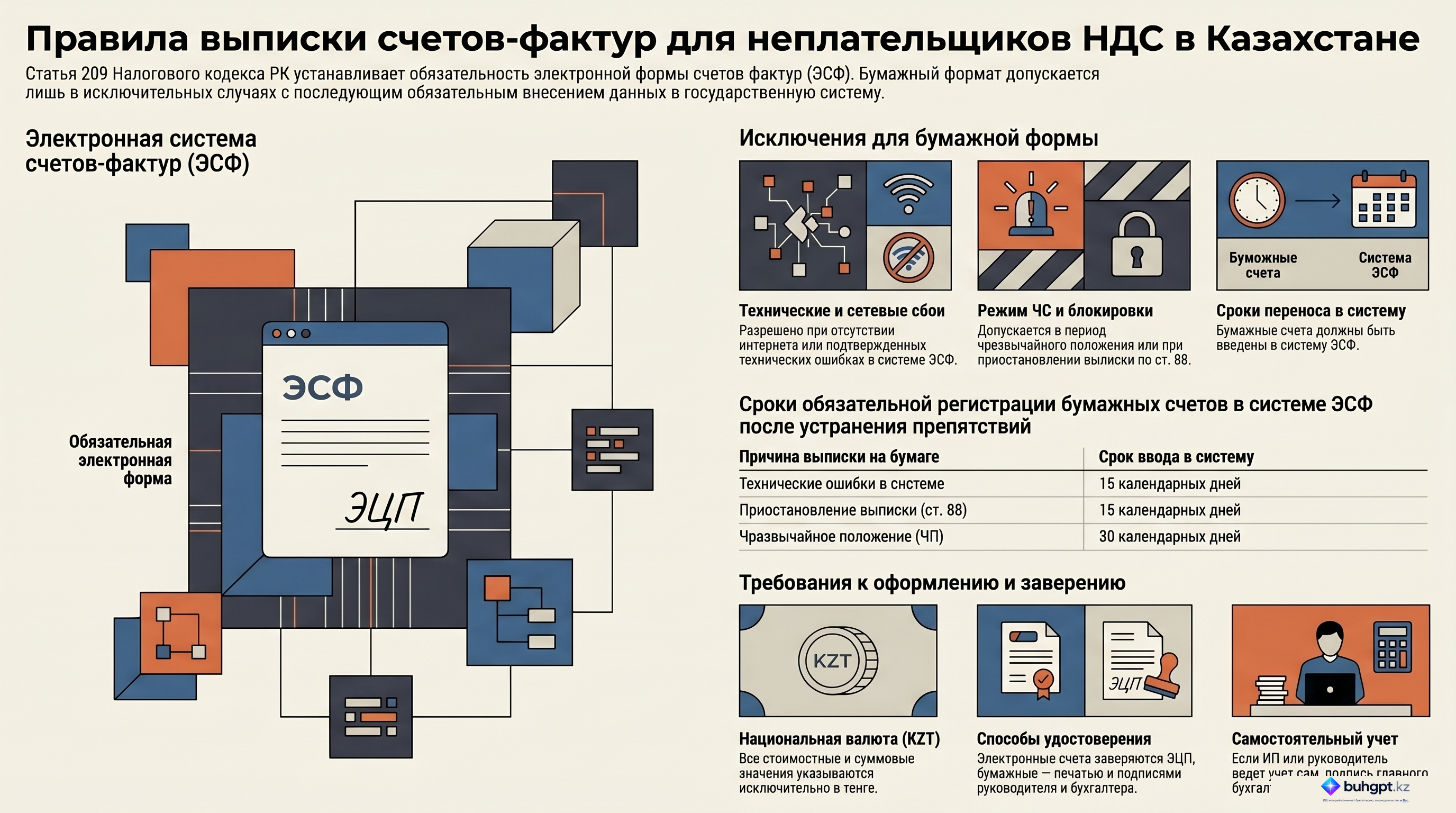 Инфографика — Статья 209 НК РК 2026 — Требования к выписке счета-фактуры неплательщиками налога на добавленную стоимость