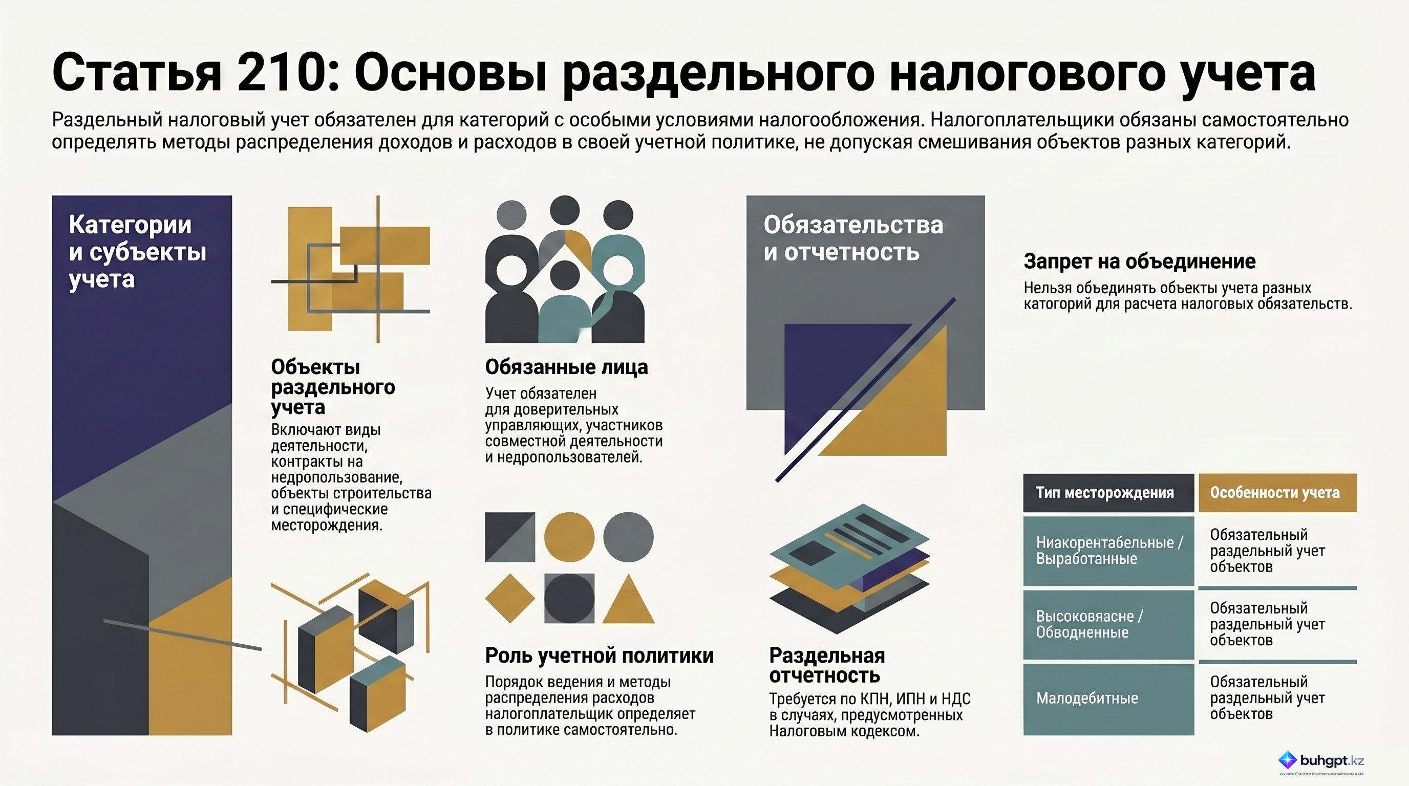 Инфографика — Статья 210 НК РК 2026 — Правила ведения раздельного налогового учета