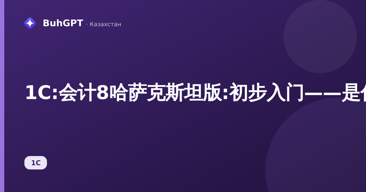 1C:会计8哈萨克斯坦版:初步入门——是什么、适合谁、能带来什么