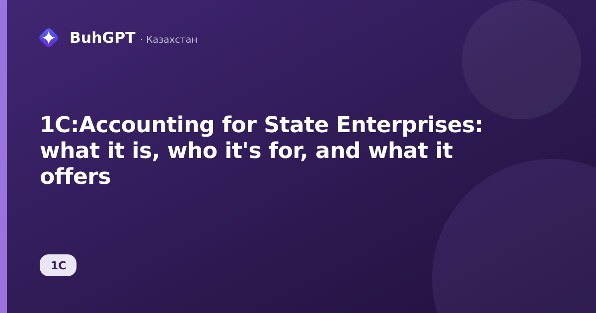 1C:Accounting for State Enterprises: what it is, who it's for, and what it offers