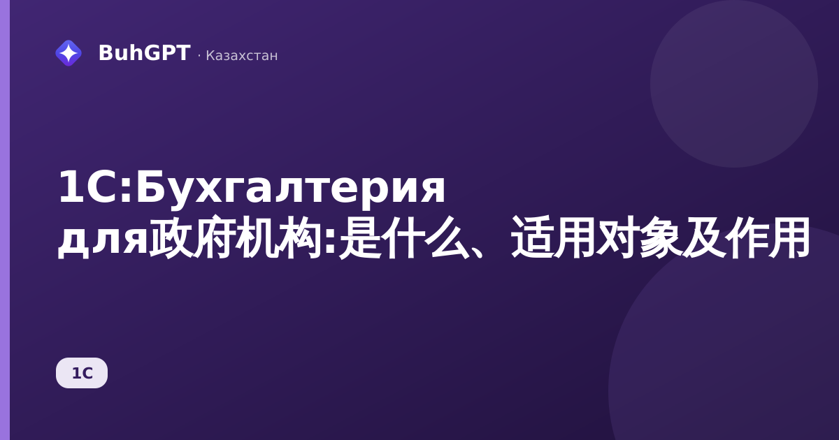 1C:Бухгалтерия для政府机构:是什么、适用对象及作用