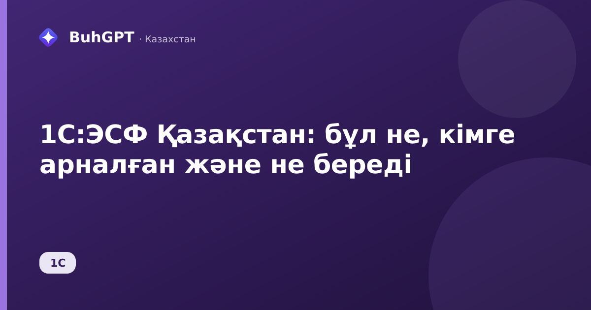 1С:ЭСФ Қазақстан: бұл не, кімге арналған және не береді