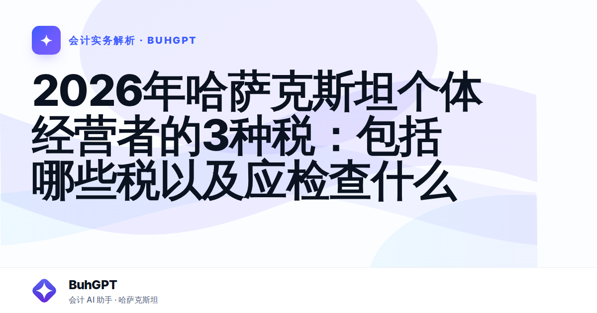 2026年哈萨克斯坦个体经营者的3种税：包括哪些税以及应检查什么