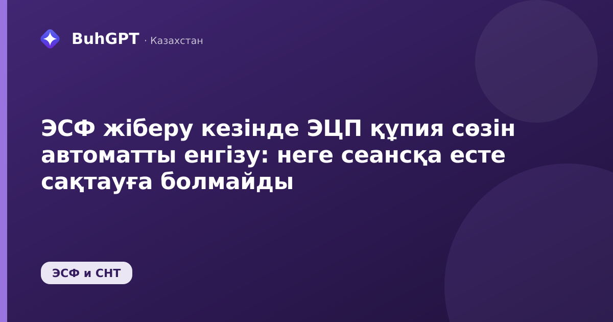 ЭСФ жіберу кезінде ЭЦП құпия сөзін автоматты енгізу: неге сеансқа есте сақтауға болмайды