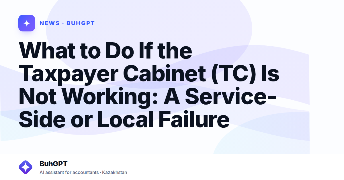 What to Do If the Taxpayer Cabinet (TC) Is Not Working: A Service-Side or Local Failure