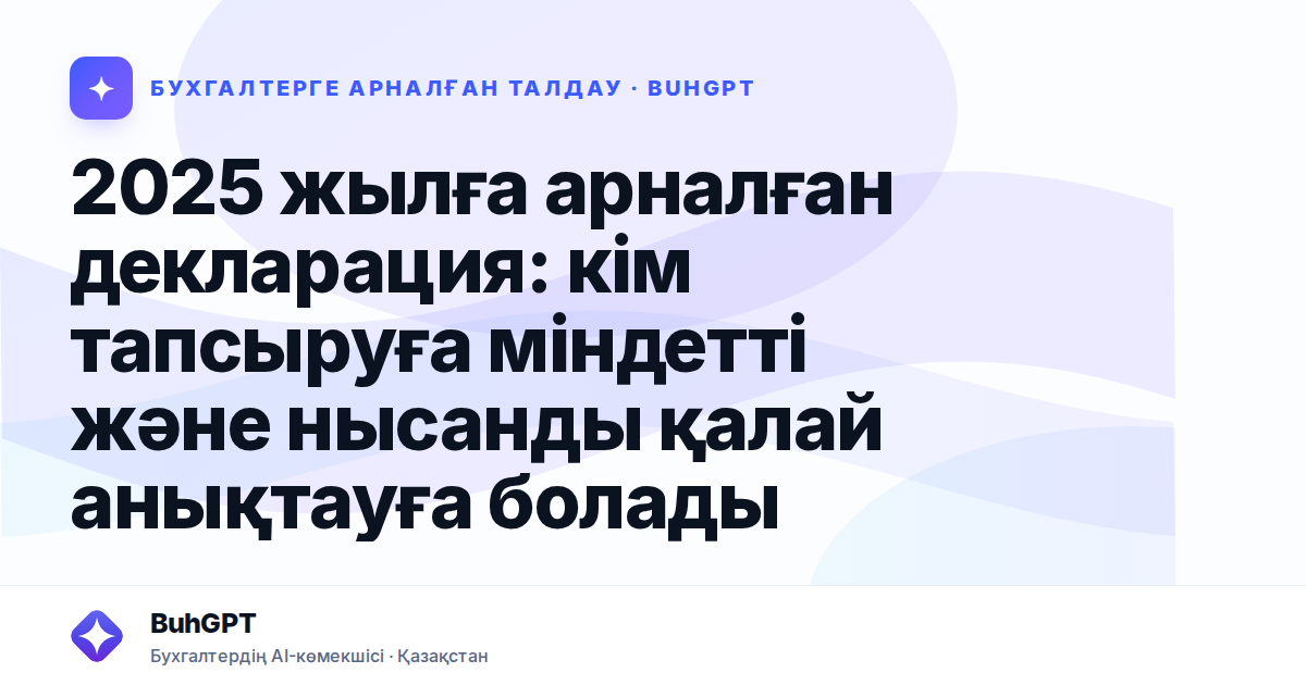 2025 жылға арналған декларация: кім тапсыруға міндетті және нысанды қалай анықтауға болады
