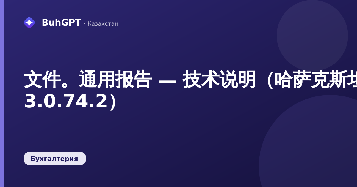 文件。通用报告 — 技术说明（哈萨克斯坦会计 3.0.74.2）