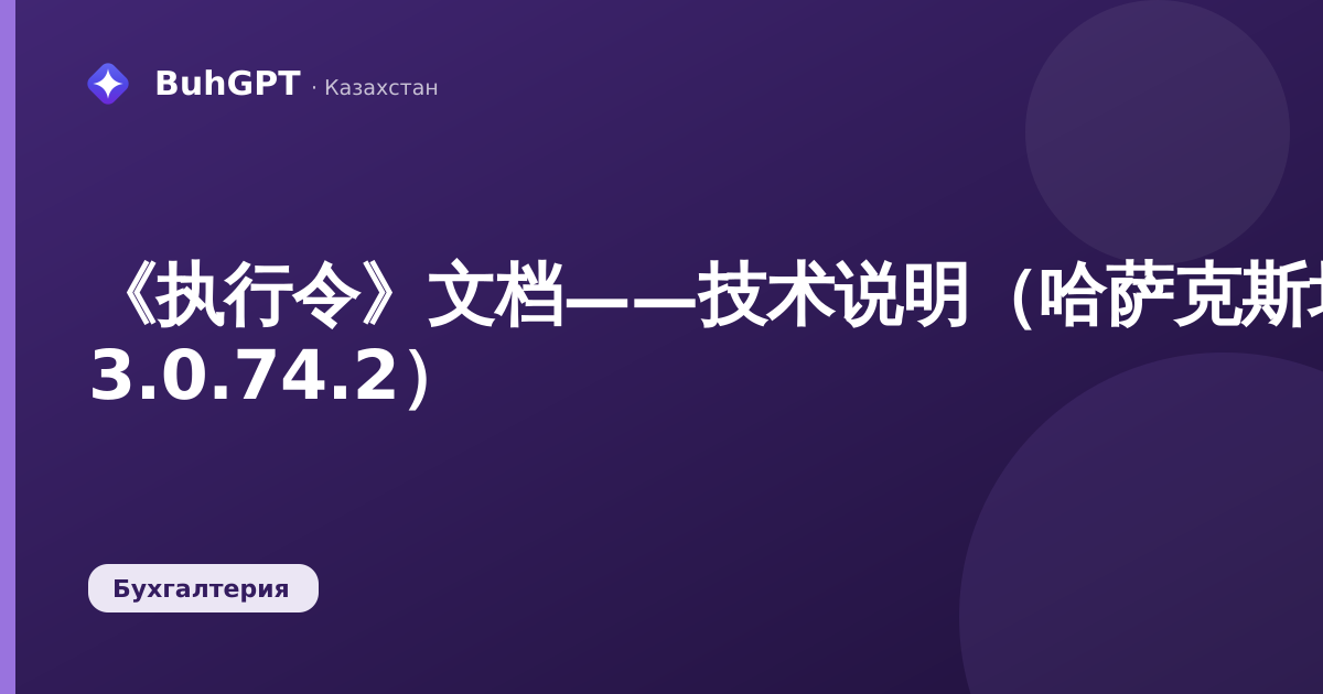《执行令》文档——技术说明(哈萨克斯坦会计系统 3.0.74.2)