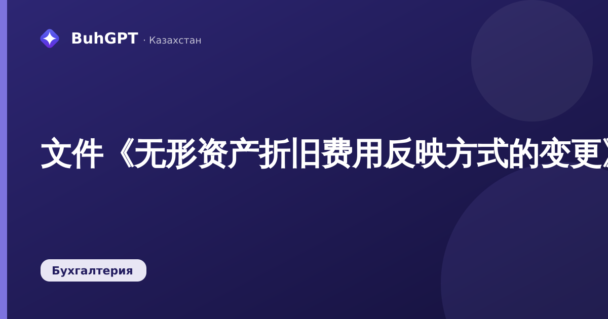 文件《无形资产折旧费用反映方式的变更》— 技术说明