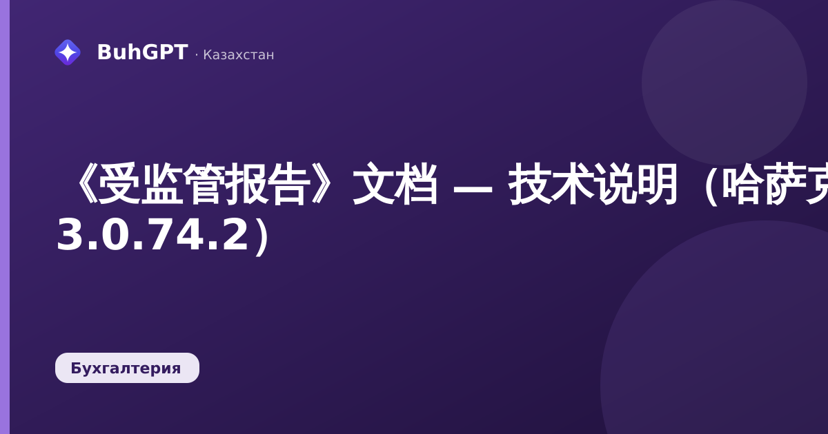 《受监管报告》文档 — 技术说明（哈萨克斯坦会计 3.0.74.2）
