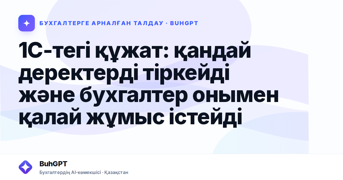 1С-тегі құжат: қандай деректерді тіркейді және бухгалтер онымен қалай жұмыс істейді