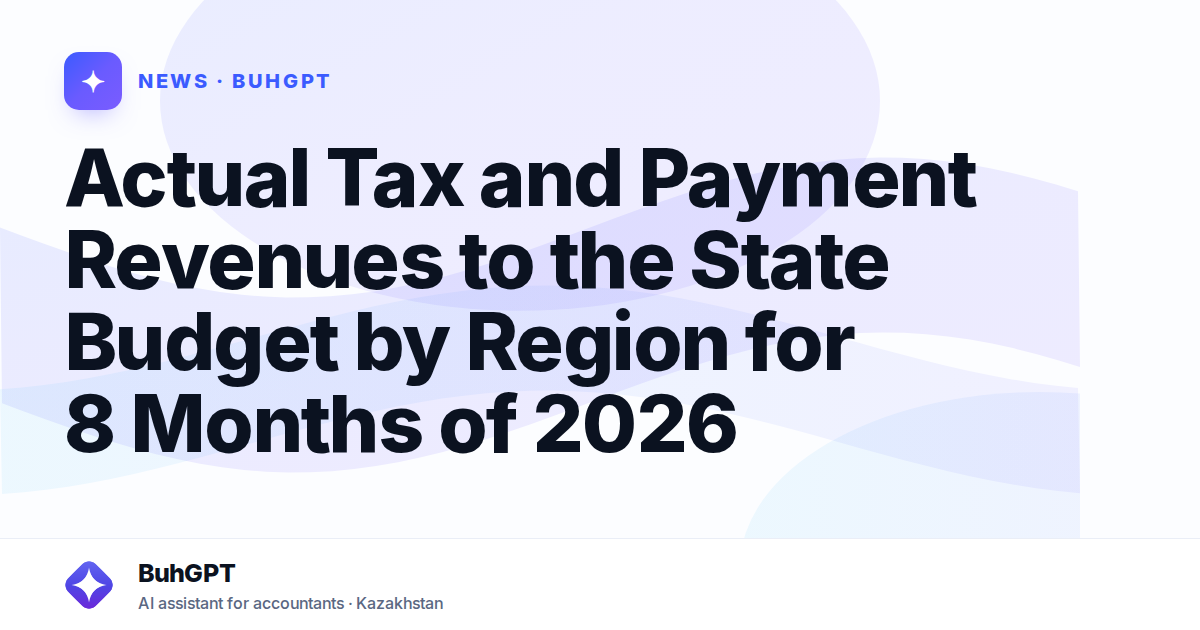 Actual Tax and Payment Revenues to the State Budget by Region for 8 Months of 2026