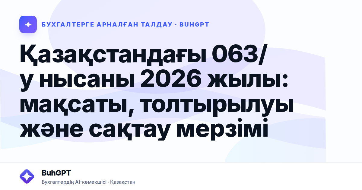 Қазақстандағы 063/у нысаны 2026 жылы: мақсаты, толтырылуы және сақтау мерзімі