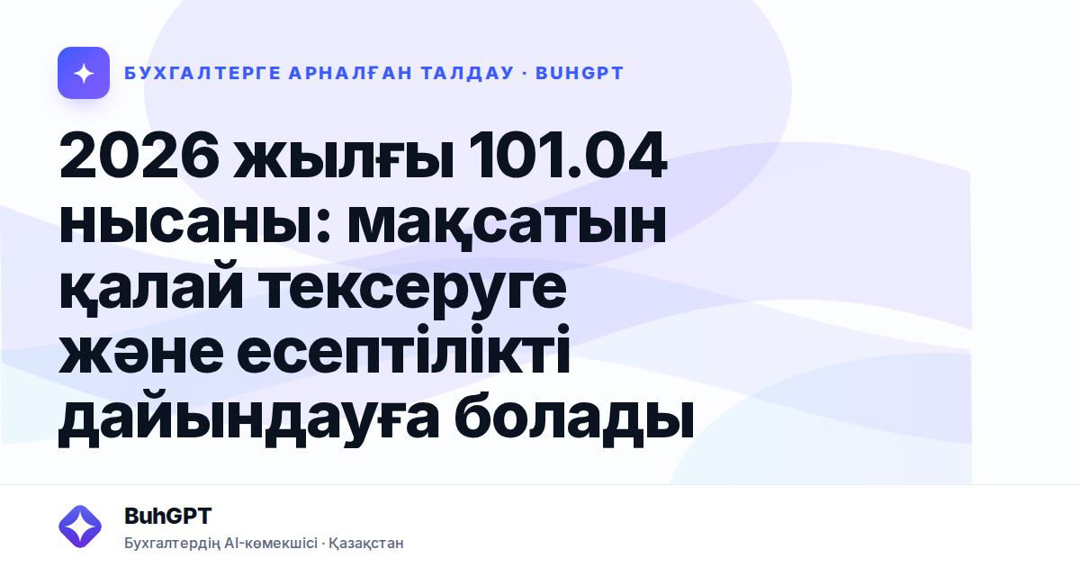 2026 жылғы 101.04 нысаны: мақсатын қалай тексеруге және есептілікті дайындауға болады