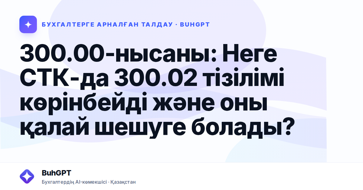 300.00-нысаны: Неге СТК-да 300.02 тізілімі көрінбейді және