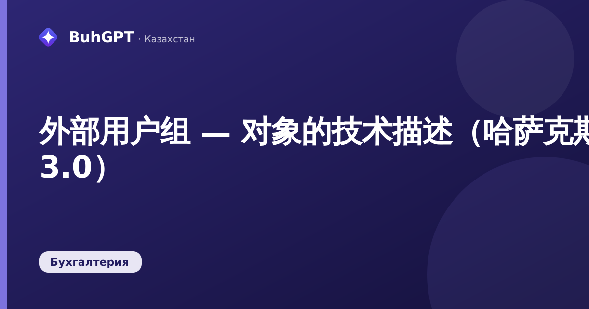 外部用户组 — 对象的技术描述（哈萨克斯坦会计 3.0）