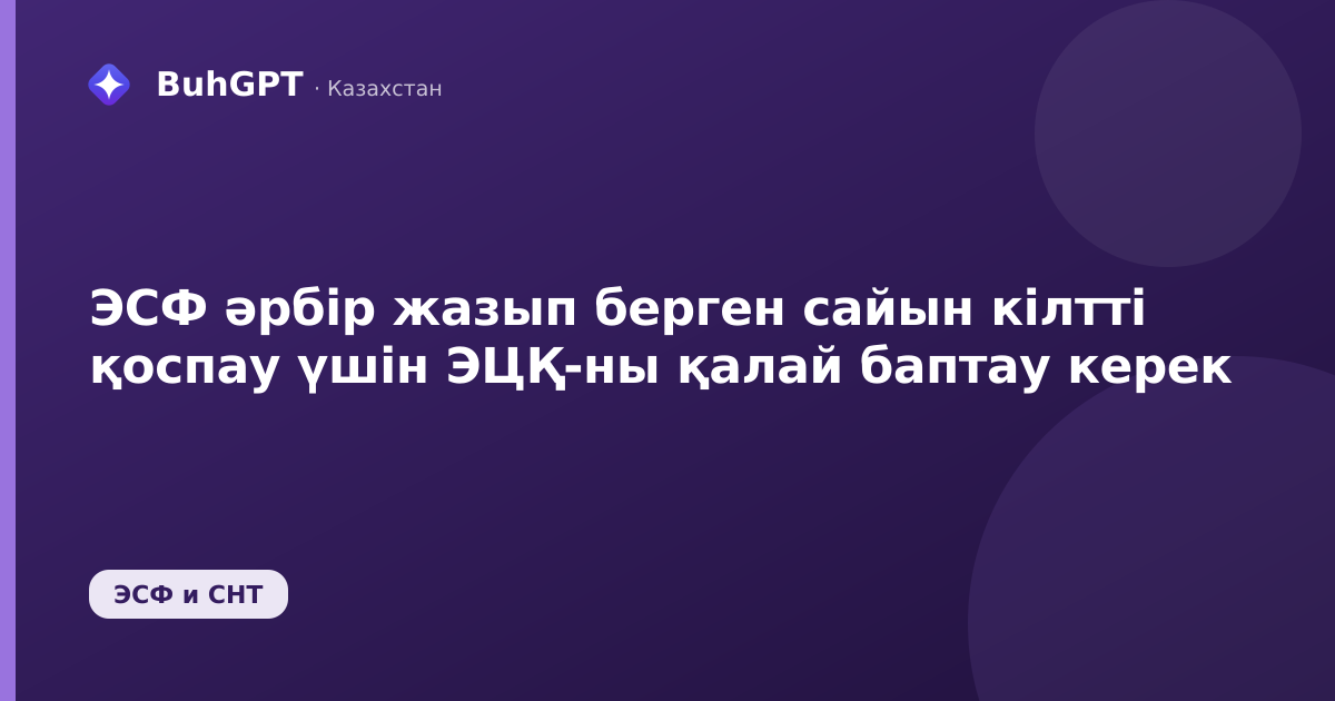 ЭСФ әрбір жазып берген сайын кілтті қоспау үшін ЭЦҚ-ны қалай баптау керек