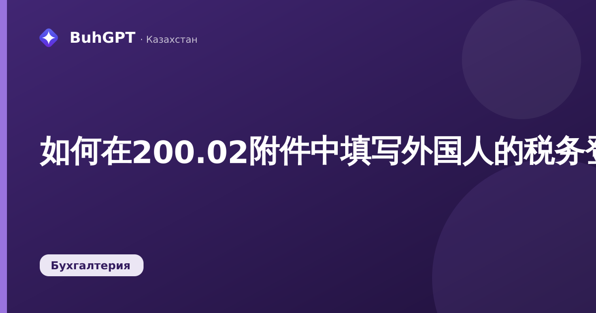 如何在200.02附件中填写外国人的税务登记号