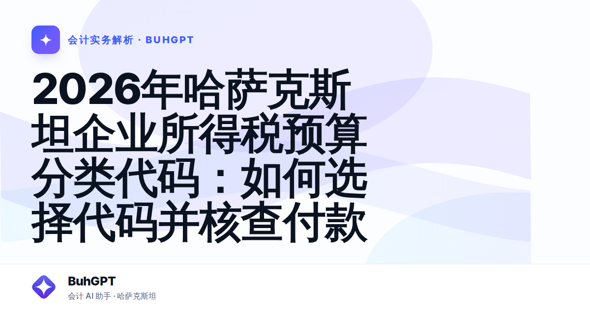 2026年哈萨克斯坦企业所得税预算分类代码：如何选择代码并核查付款