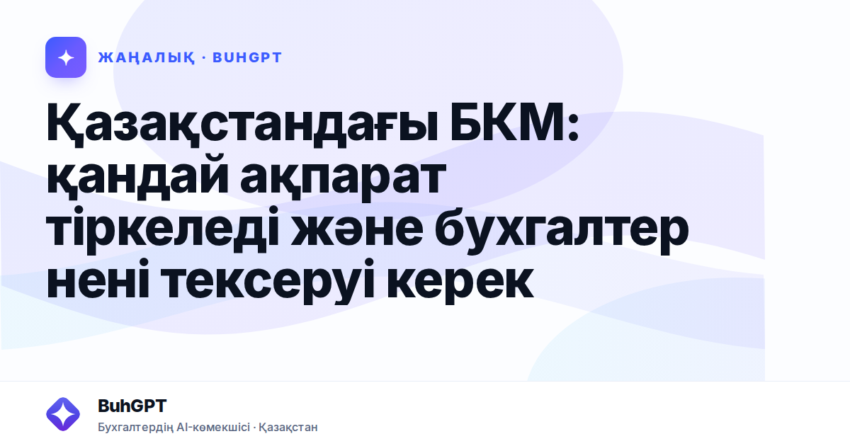 Қазақстандағы БКМ: қандай ақпарат тіркеледі және бухгалтер нені тексеруі керек