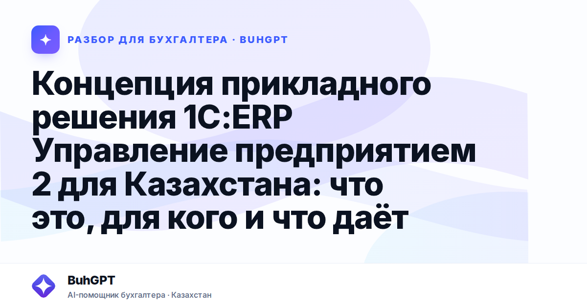 Концепция прикладного решения 1С — Казахстан