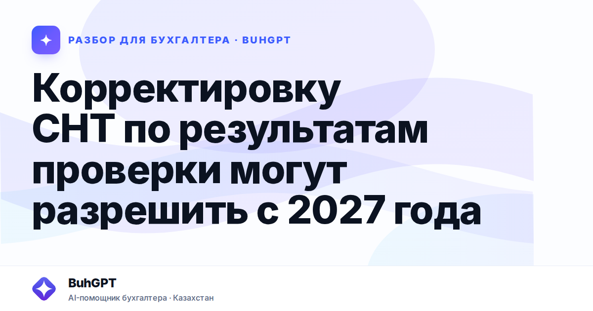 Корректировку СНТ по результатам проверки могут разрешить