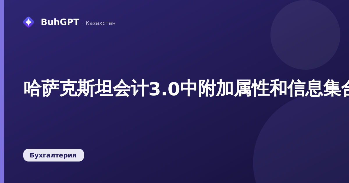 哈萨克斯坦会计3.0中附加属性和信息集合：完整方法指南