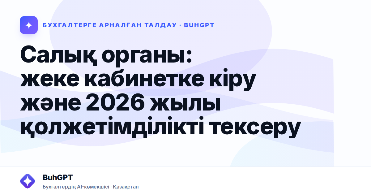 Салық органы: жеке кабинетке кіру және 2026 жылы қолжетімділікті тексеру