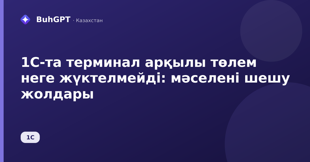 1С-та терминал арқылы төлем неге жүктелмейді — Казахстан