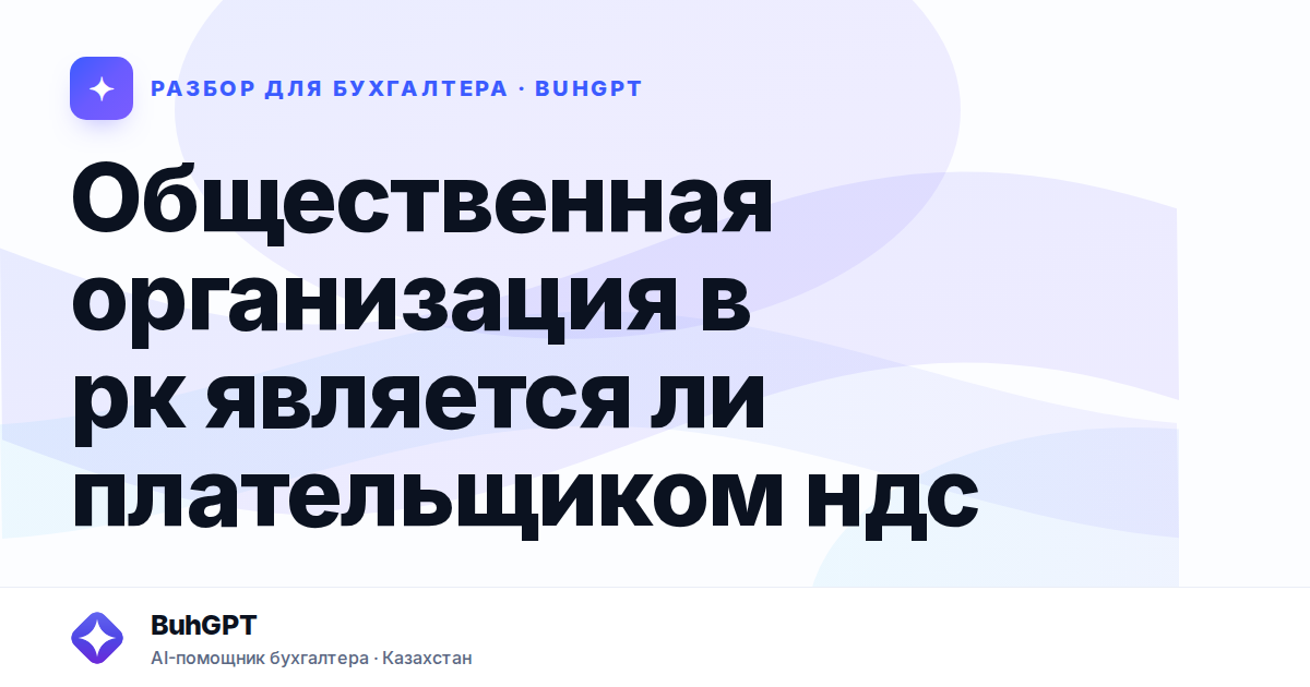 Общественная организация в рк является ли плательщиком ндс