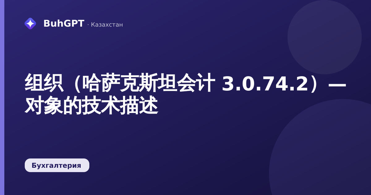 组织（哈萨克斯坦会计 3.0.74.2）— 对象的技术描述