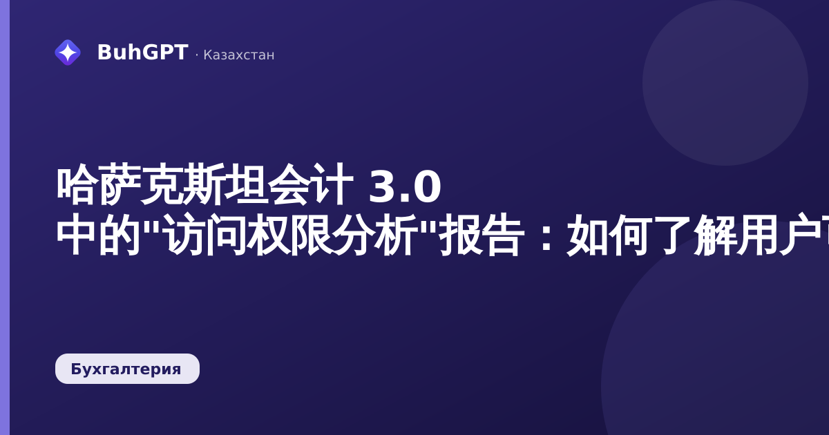 哈萨克斯坦会计 3.0 中的"访问权限分析"报告：如何了解用户可见和可操作的内容