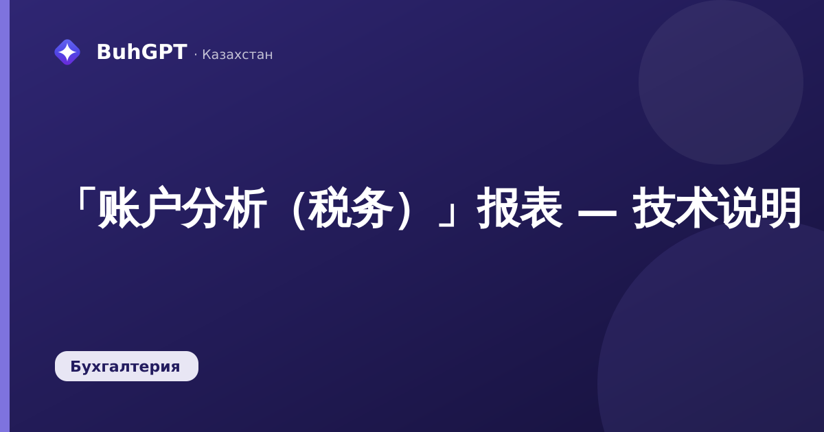 「账户分析（税务）」报表 — 技术说明