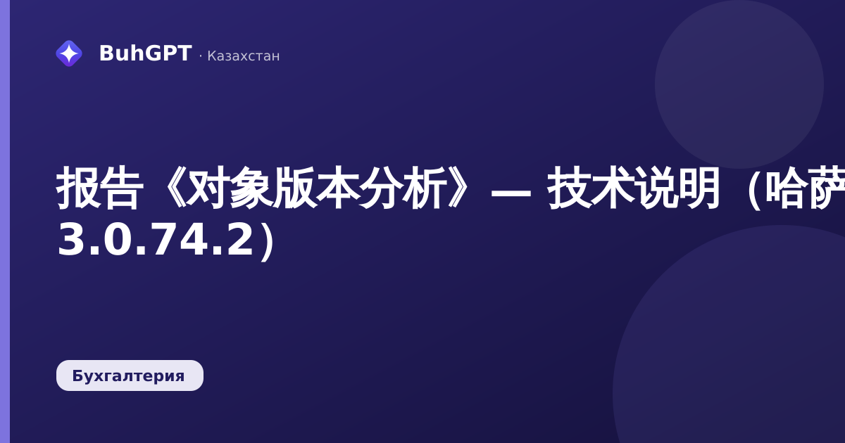 报告《对象版本分析》— 技术说明（哈萨克斯坦会计 3.0.74.2）