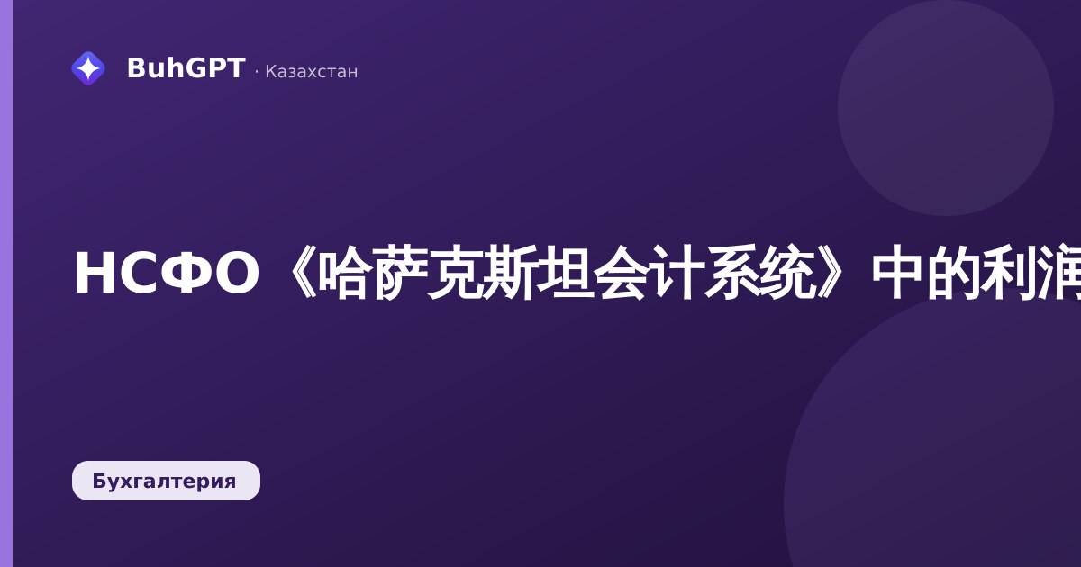 НСФО《哈萨克斯坦会计系统》中的利润表：如何填写、检查和提交