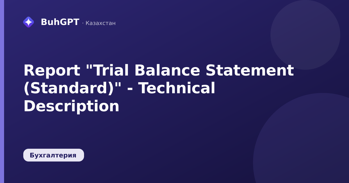 Report "Trial Balance Statement (Standard)" - Technical Description