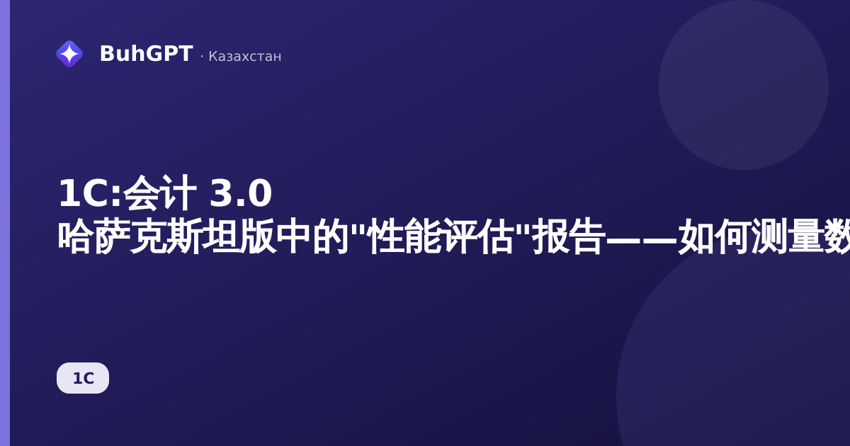 1С:会计 3.0 哈萨克斯坦版中的"性能评估"报告——如何测量数据库的实际运行速度
