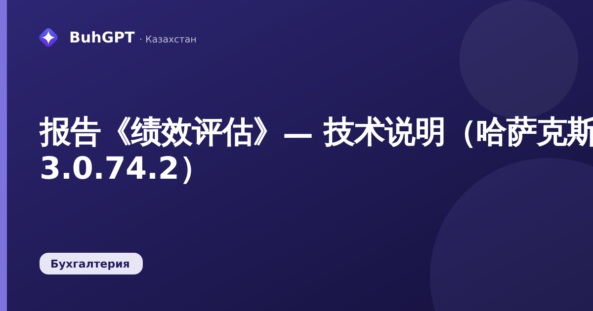 报告《绩效评估》— 技术说明（哈萨克斯坦会计 3.0.74.2）