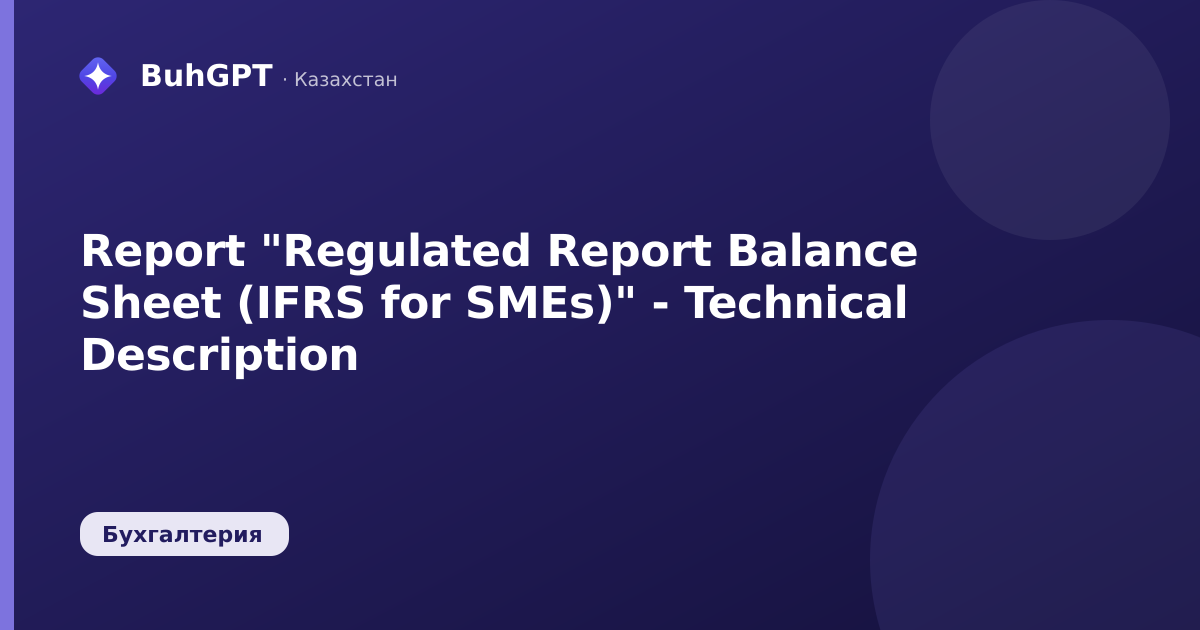Report "Regulated Report Balance Sheet (IFRS for SMEs)" - Technical Description