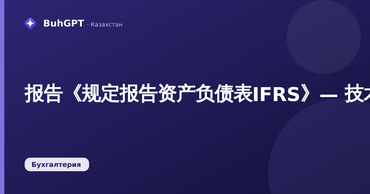 报告《规定报告资产负债表IFRS》— 技术描述