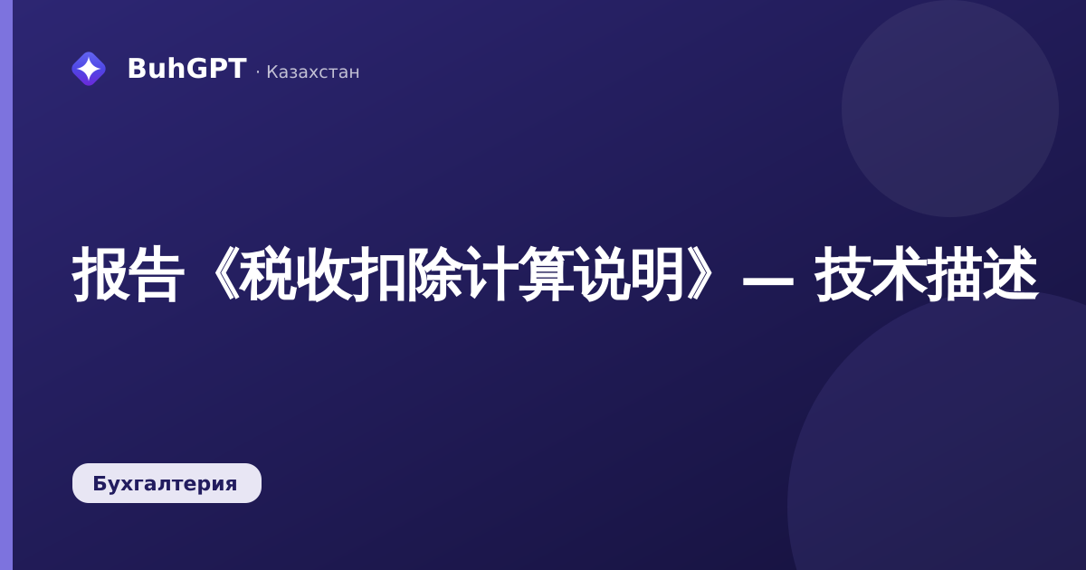 报告《税收扣除计算说明》— 技术描述