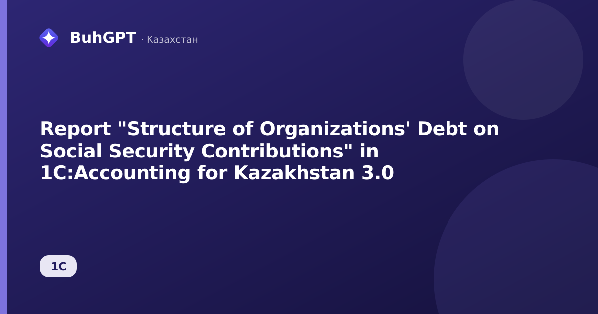 Report "Structure of Organizations' Debt on Social Security Contributions" in 1C:Accounting for Kazakhstan 3.0