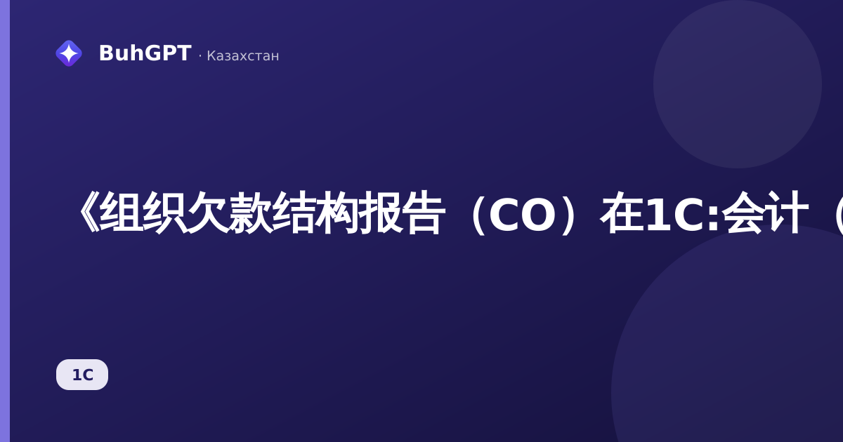 《组织欠款结构报告（СО）在1С:会计（哈萨克斯坦）3.0中的应用》