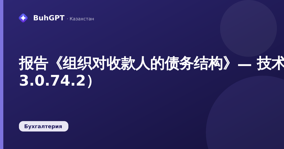 报告《组织对收款人的债务结构》— 技术说明（BK 3.0.74.2）