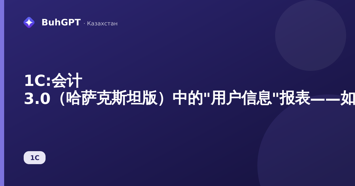 1С:会计 3.0（哈萨克斯坦版）中的"用户信息"报表——如何查看谁有权限访问数据库