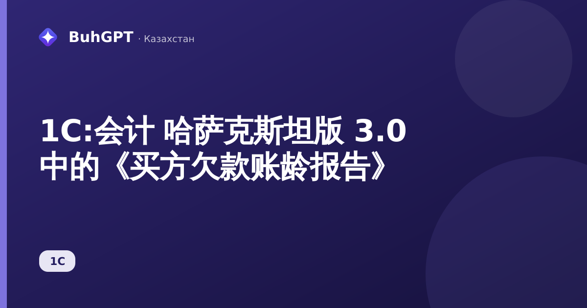 1С:会计 哈萨克斯坦版 3.0 中的《买方欠款账龄报告》