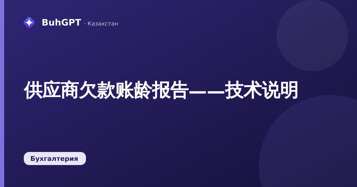 供应商欠款账龄报告——技术说明