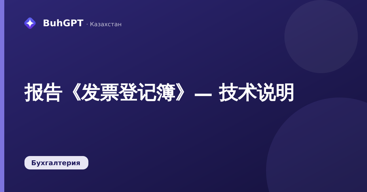 报告《发票登记簿》— 技术说明