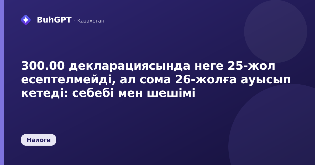 300.00 декларациясында неге 25-жол есептелмейді, ал сома