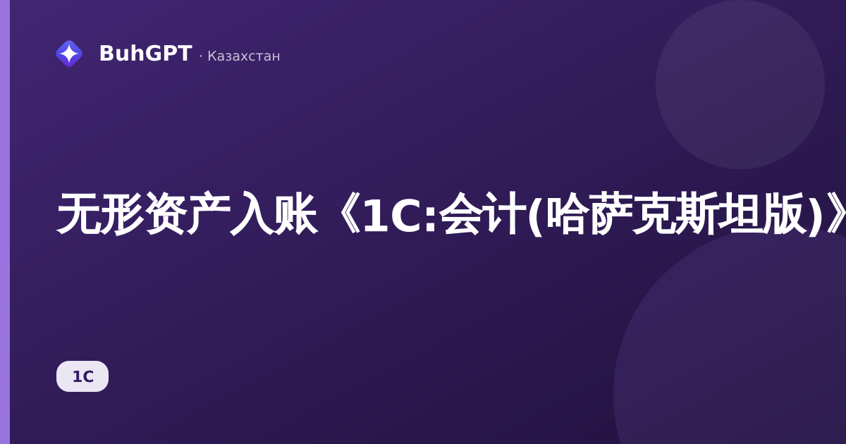 无形资产入账《1C:会计(哈萨克斯坦版)》：如何办理无形资产的购买